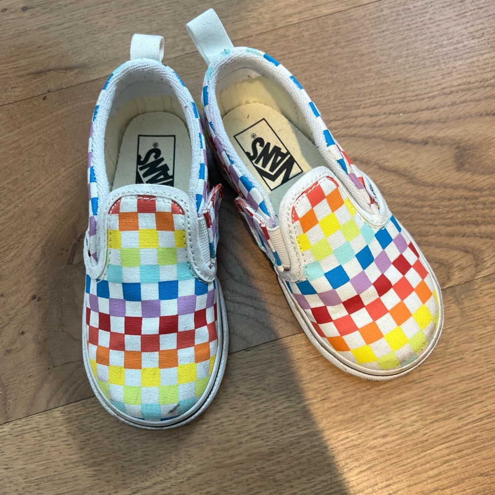 Vans Kids Colorful Checkered Slip-On Sneakers